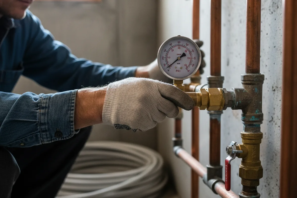 Pressure testing a repaired line during Water Line Repair in Newville